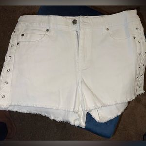 White denim shorts